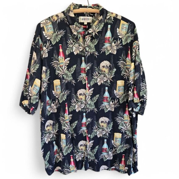 campia moda Other - Campia Moda Mens Hawaiian Shirt Button-Down Beer & Skull Print Black XXL